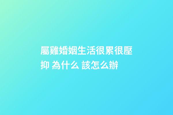 屬雞婚姻生活很累很壓抑 為什么 該怎么辦